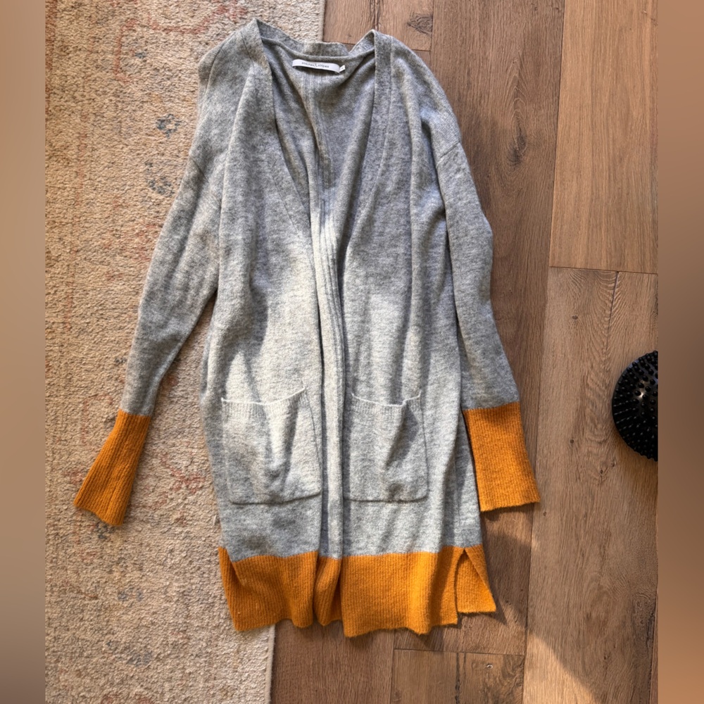 Elegant Gray and Orange Women's Cardigan